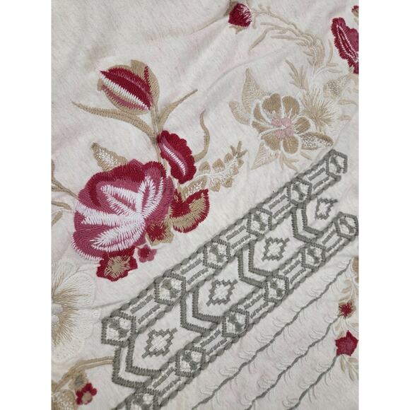 Karyn Seo Top Medium Tan Embroidered Floral Handmade Blouse Shirt - Picture 3 of 6